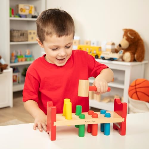 Image of Melissa & Doug Deluxe Wooden Pound-A-Peg Toy with Hammer - FSC Certified