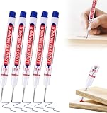 BYXIWA Long Nib Marker, 20mm Deep Hole Marker Pens, Multi-Color Long Nose Construction Markers, Waterproof Quick Dry Metal Wood Carpenter Marking Tool for DIY, Tight Spaces & Drilling (Blue*5pcs)