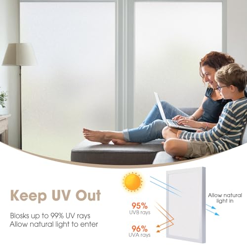 image for Coavas Frosted Window Privacy Film Decorative, Static Cling Non-Adhesi