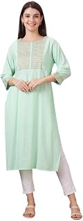 AV2 Women's Cotton Blend Relaxed Fit A Line Kurta Price In India