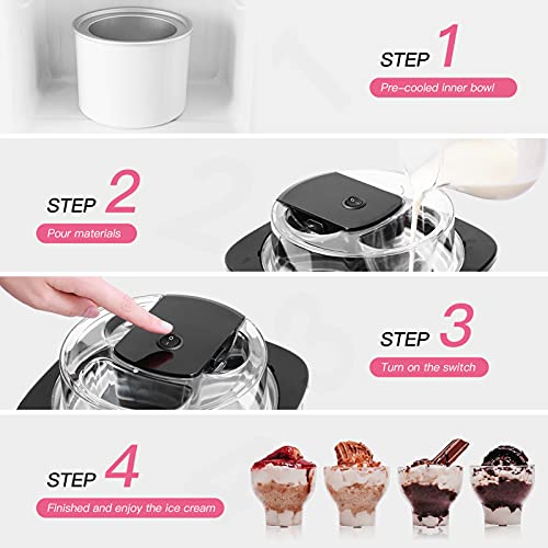 Eismaschine 2L Ice Maker, Ice Cream Maker aus Edelstahl mit Sichtbarer Deckel, Softeismaschine Speiseeismaschine… – Bild 3