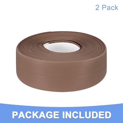 Image of Caulk Tape Sealant Strip - 2 Pack Self-Adhesive Caulking Tape for Kitchen Bathroom Toilet Wall Corner - PVC Bath Sealant Strip - (0.9-inch x 20-ft Brown)