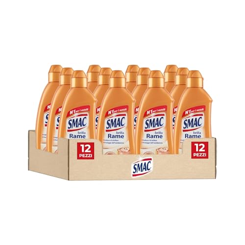 Smac - Brilla Rame, Detergente Crema, Protegge dall'Ossidazione, 250 ml x 12 Pezzi