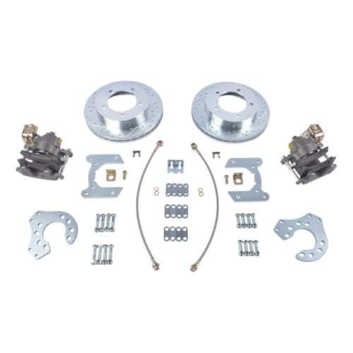 Lamerto Rear Disc Brake Conversion Kit Replacement for Ford Bronco Truck 8.8 1980-1996, for Ford E150 1980-2006, Rear Disc Brake Conversion Kit 5 ON 5.5 add braided hoses