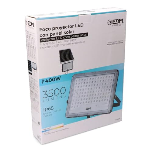 Foco proyector solar Slim EDM 400W para mantener tus terrazas iluminadas 8