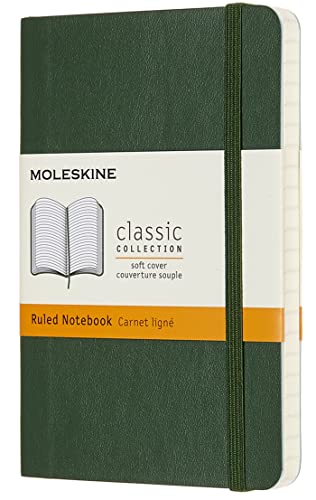 Moleskine Classic Notebook, Soft Cover, Pocket (3.5 x 5.5) Ruled/Lined, Myrtle Green, 192 Pages Moleskine Classic Notebook, Soft Cover, Pocket (3.5" x 5.5") Ruled/Lined, Myrtle Green, 192 Pages