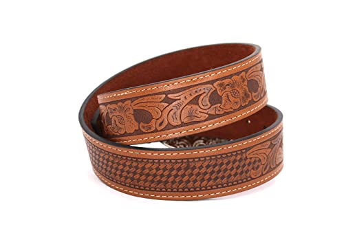 West Star Cowboy Tooled Leather Plain Belt Suit Casual Daily Everyday Dress Belt 2 Inches Width2