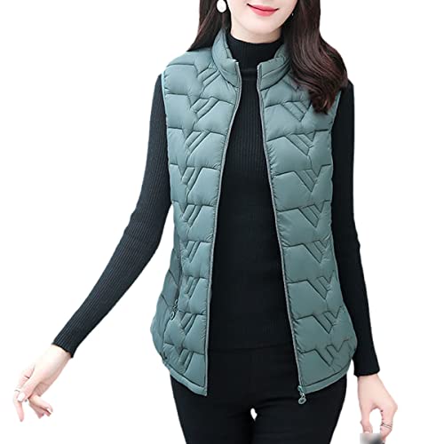 Chaleco de algodón mujer abrigo corto verde 4XL combate el frío con máxima libertad total