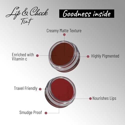 Image of Seven Seas Lips & Cheek Tint Combo Pack of 2 | Matte Natural Blush for Women | Lip Tint with Vitamin E | Nourishing Cheek Tint (Maroon, Fire Brick)