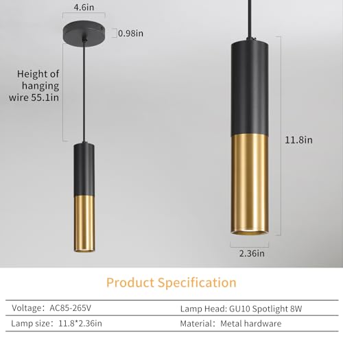 Daoseolo 2 Pack Modern Black and Gold LED Pendant Lights, Minimalist Linear Hanging Light, 3 Color 2700K/4500K/6500K, Ceiling Mount Pendant Lamp for Kitchen Island, Dining Room, Bedroom, Bar, Cafe by Daoseolo - Image 3