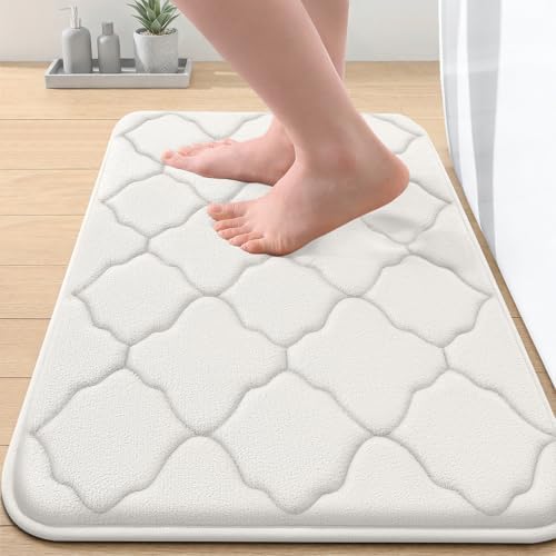 OLANLY Memory Foam Bath Mat Rug 24x16, Ultra Soft Bathroom Rugs, Cream