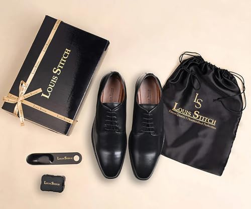 Image of LOUIS STITCH Formal Derby Lace Up Shoes for Men | Handcrafted Italian Leather Mens Shoes (LSNRXPL)