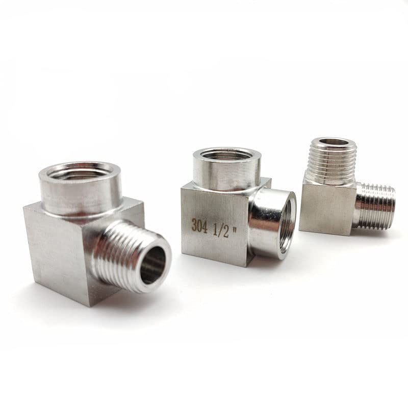 Codo de latón Conector Rosca macho hembra Codo de acero inoxidable Rosca de alta presión Conector en ángulo recto Instalación de tuberías (Color : Male thread, Size : 1")