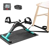 Trintion Mini Exercise Bike, Pedal Exerciser with LCD Display, Leg Exercise Machine, Portable Folding Trainer Adjustable Resistance Fitness Exercise Equipment with Non-Slip Mat and Fixed Strap