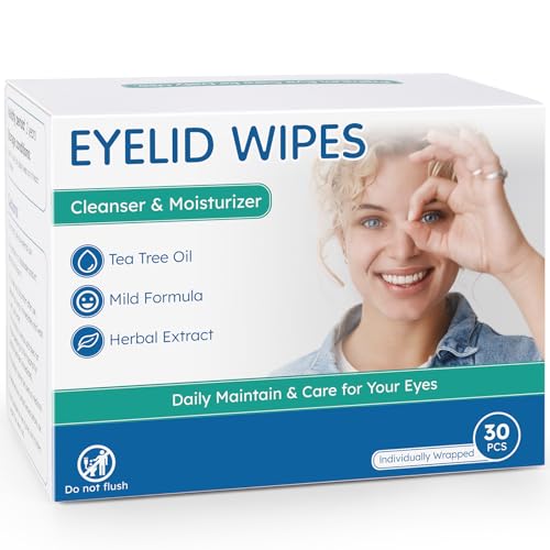 Eyelid Cleansing Wipes for Dry Eye & Blepharitis, Tea Tree...