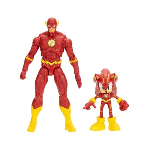 Zestaw figurek akcji DC x Sonic the Hedgehog i Flash, oficjalna licencja Jakks Pacific, zawiera klasyczne figurki akcji o wymiarach 2,5" i 5", przedmioty kolekcjonerskie Sonic x DC
