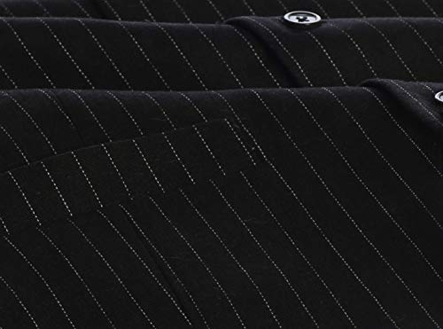 Gioberti Men's 5 Button Formal Wool Blend Tweed Pin Stripe Vest, Black, X-Large #TOP3