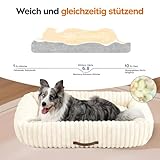 Upvilla Luxusweicher Hundekorb, Super Weiches hundebett Grosse Hunde, 4-seitiges Nackenkissen, Abnehmbare Waschbare Hundematte, Hundesofa mit Griffen, Haustierbett (Beige, 109 * 76 * 20cm)