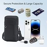 Travel Cell Phone Pouch Belt Pouch, Phone Holster Crossbody Bag with Shoulder Strap for iPhone Case Holder for Hand with Neck Lanyard Smartphone Walking Passport Wallet - Image 3