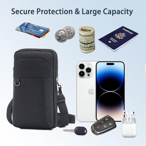 Travel Cell Phone Pouch Belt Pouch, Phone Holster Crossbody Bag with Shoulder Strap for iPhone Case Holder for Hand with Neck Lanyard Smartphone Walking Passport Wallet (Light Grey B) by WCALULEG - Used condition - Image 3