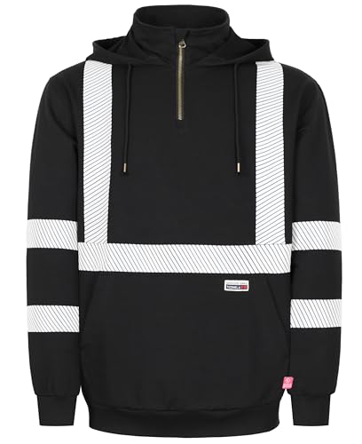 TICOMELA FR Reflective Hoodie for Men Flame Resistant 7.5oz Lightweight Cotton SweatshirtHigh Visibility Non-Fleece Workwear