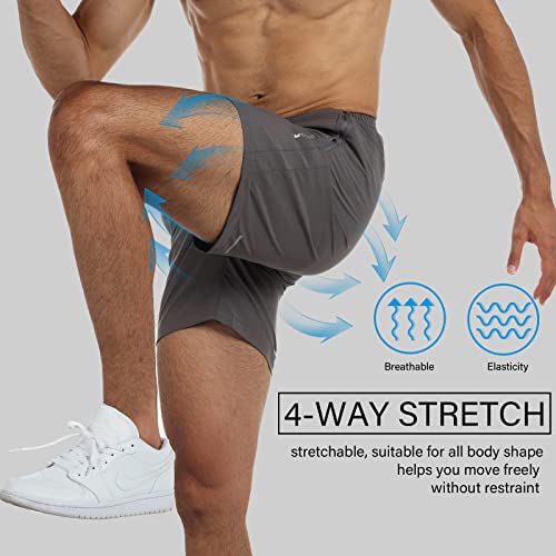 Gramval Running Shorts 6" Quick Dry Gym Athletic Workout Shorts For Men With Pockets Grey #TOP3