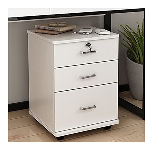 AcLipS Kantoorarchiefkast 3 laden houten kantoorkast archiefkast met slot vloerstandaard wielontwerp beweegbare dossier organisator kantoorbenodigdheden archiefkasten (kleur: F)