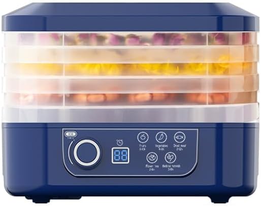 food dehydrator dryer, food freeze dryer machine with 5 trays for home, 2025 new digital adjustable timer & temperature control, ideal for fruits, meat, vegetables, candy & snacks (blue)