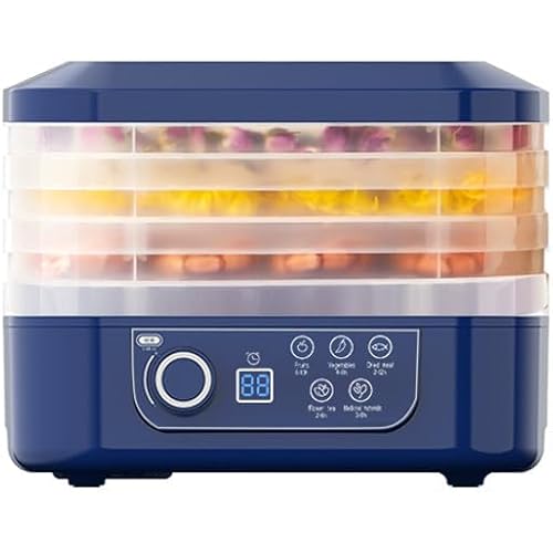 Food Dehydrator Dryer, Food Freeze Dryer Machine with 5 Trays for Home, 2025 New Digital Adjustable Timer & Temperature Control, Ideal for Fruits, Meat, Vegetables, Candy & Snacks (Blue)