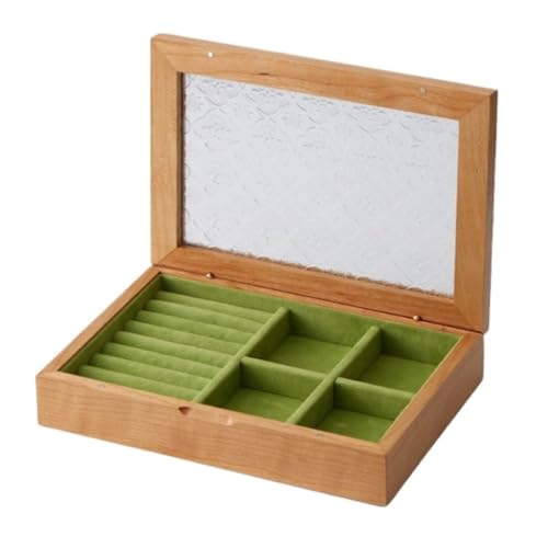 Boîte à bijoux en bois massif et verre pour ranger bagues et colliers