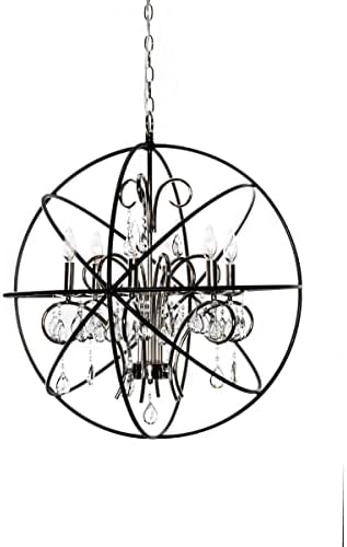 Maxim Orbit-Six Light Chandelier in Modern style-25 Inches Wide by 28 inches high-Anthracite/Polished Nickel Finish -Tradit