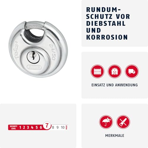 Abus Diskus Vorhängeschloss 24IB/50 aus Edelstahl
