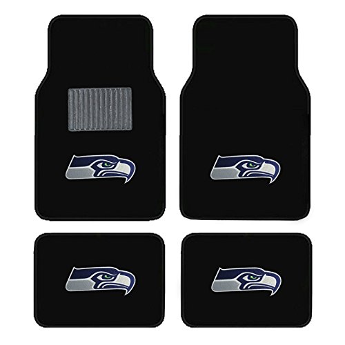 Newly Released Licensed Seattle Seahawks Embroidered Logo Carpet Floor Mats. Wow Logo on All 4 Mats.