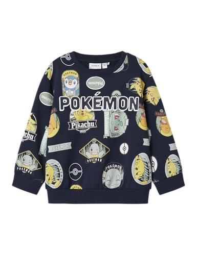 NAME IT Nmmjazy Pokemon Nreg Sweat UNB Sky para crianças, Azul Marinho
