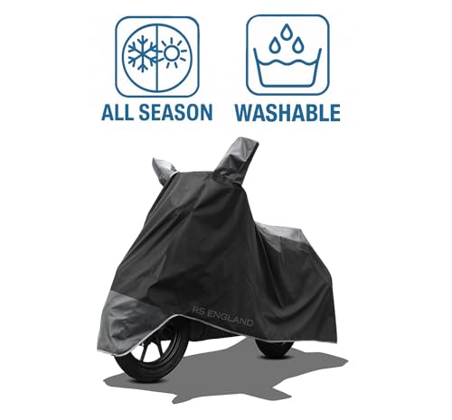 Image of All Season Protection Bike Cover for Ultraviolette X47 Crossover EV Bike Cover with Water-Resistant and Dust Proof Premium 190T Fabric Grey Stripe