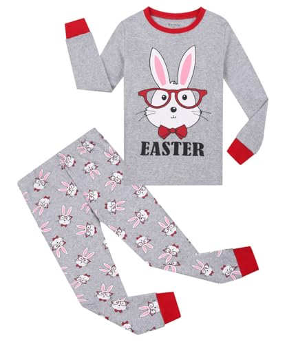 Benaive Boys Easter Pajamas Kids Bunny Easter Pjs Long Sleeves Set 100% Cotton Novelty Boys Sleepwear 2 Pieces Size 2T - image 1