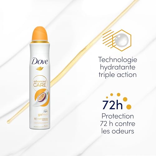 DOVE - Deodorante da donna Advanced Care Frutto della passione e citronella - Spray antitraspirante - 72 ore di protezione (confezione da 6 x 200 ml) - Immagine 3