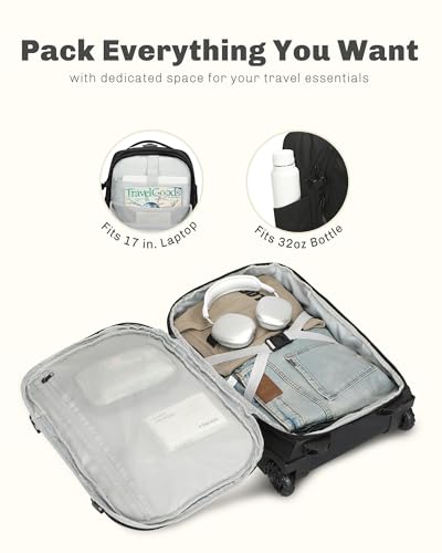 Image of Hynes Eagle 2 in 1 Travel Backpack Set Rolling Backpack with Wheels Carry on Luggage 43L with Personal Item Bag for Men Women 17 inches Laptop Backpack Jet Black