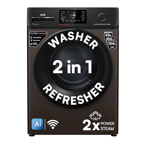 IFB 8 Kg 5 Star, DeepClean® Technology, AI Powered, WiFi, Fully Automatic Front Load Washing Machine (SENATOR MBN 8012 CMS, PowerSteam®, 9 Swirl, Steam Refresh, Inbuilt Heater, Eco Inverter, Mocha) view 1
