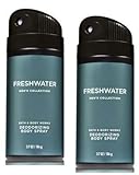 Bath and Body Works Men's Collection Freshwater Deodorizing Body Spray 3.7 Oz. 2 Set.