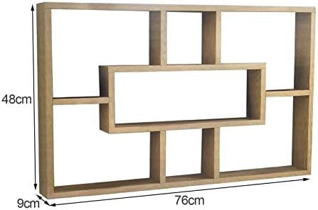 Trintion Floating Shelves 7 Compartment Display Bookshelf Space Saving Wall Mounted Storage Multi-Compartment Display Floating Wall Shelves Freestanding Storage Unit Wood Color