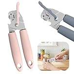 Natural Soft Grip Tin Opener – Stylish Kitchen Tool, Metal Tin Opening Mechanism, Built-in Bottle Opener, Assorted Colours (Natural, Grey, Pink, Sage), Comfortable Grip