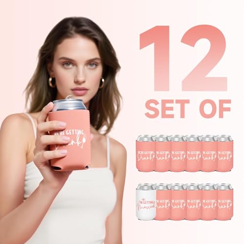 Image of 12 Pcs Bachelorette Party Can Coolers, Neoprene Insulated Can Sleeves Drink Holders for Bridal Shower Decorations, Bachelorette Party Favors for Bride Bridesmaid Gifts, Standard