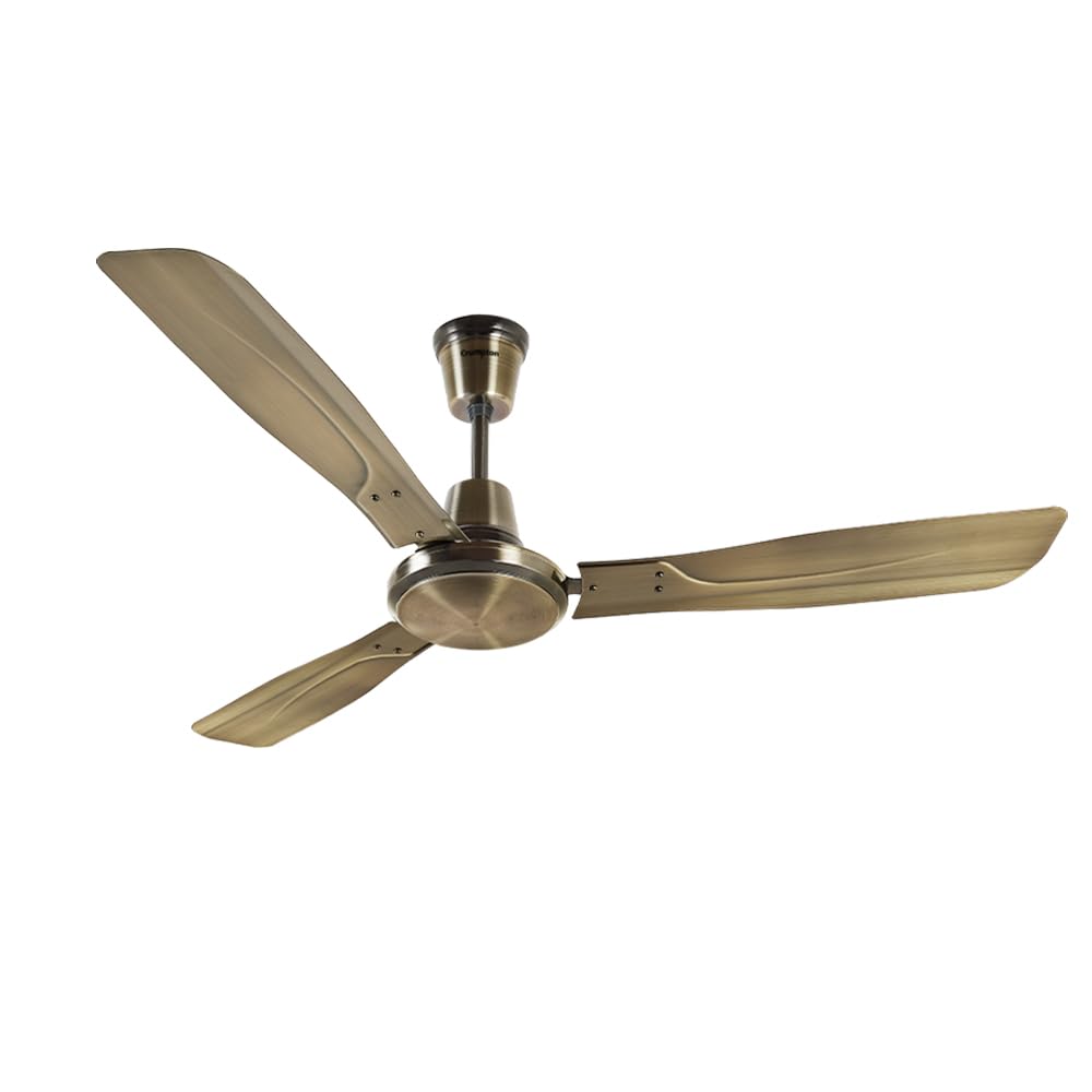 Crompton Luxian Infinia 1200 mm Star Rated Energy Efficient Ceiling Fan |Antique Electroplated Finish | Decorative Ceiling Fan | 2 Years Warranty (Antique Brass)