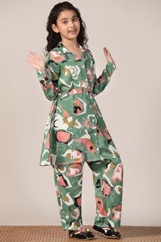 Image of Fashion Dream Girl's Rayon Abstract Printed Clothing Set|Co-ord Set|Casual Wear|Coordinate Outfit for Girls