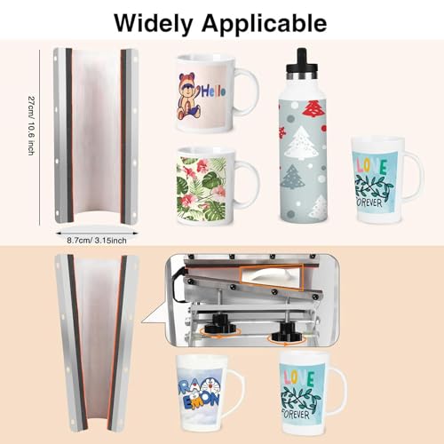 Prensa térmica automática sin Costuras para Tazas, Vasos y Vasos de Acero Inoxidable para sublimación, con Temperatura y Temporizador para Impresiones
