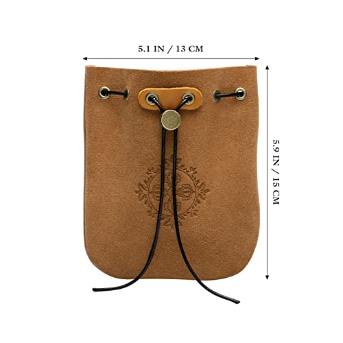 STOBOK Leather Drawstring Jewelry Pouch for Rings and Necklaces, Travel Accessory Holder for Gifts, Coin Pouch For Women Small Multi-Use Storage Bag3
