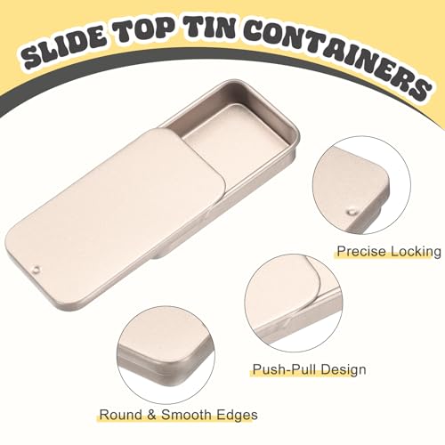 Image of uxcell 10Pcs Slide Top Tin Containers, Mini Metal Empty Tins Box with Sliding Lids, 2.4 inchx1.3 inchx0.4 inch Rectangular Storage Organizers for Lip Balm, Solid Perfume, Small Items, Rose Gold