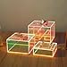 Jolboldy 3Pcs Iridescent Acrylic Display Risers with LED light, Acrylic Cube Box Rainbow Display Stand with Hollow Bottoms for Figures Dessert Jewelry Perfume Handbag