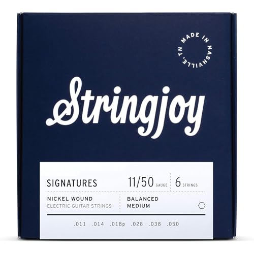 Stringjoy Signatures 11-50 Balanced Medium Gauge – Nickel Wound Electric Guitar Strings - Balanced Tension for Exceptional Playability and Powerful Tone, Electric 6 String Set, 1-Pack